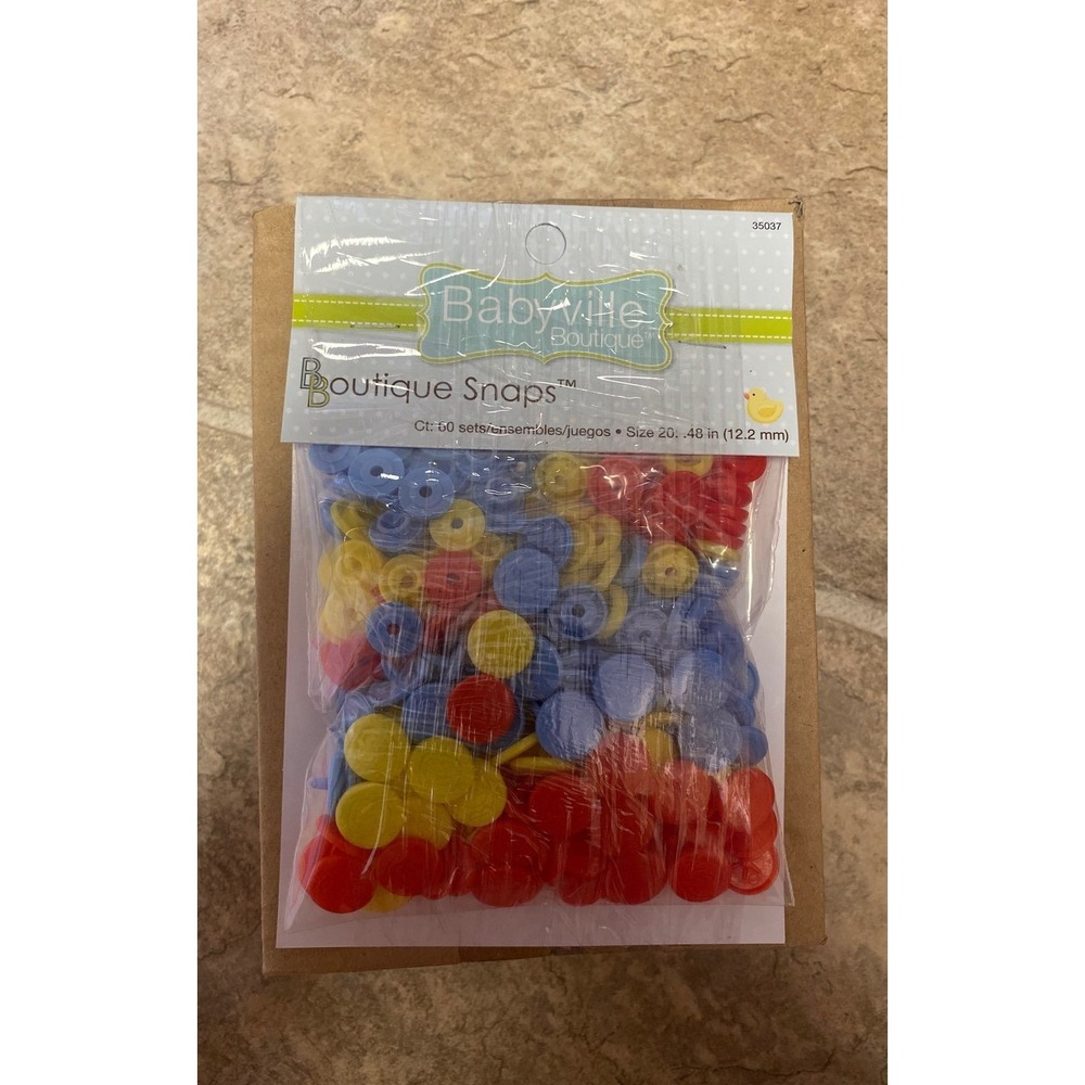 Babyville Boutique Snaps 60pc Red Yellow Blue Size 20 12.2mm 35037